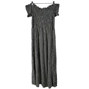 BARDOT Checkered Off the Shoulder Midi Dress Large